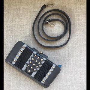 Faux Leather Adjustable Studded Clutch / Wallet